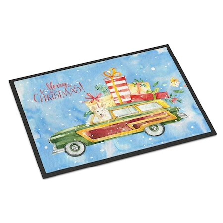 Carolines Treasures 18 x 27 in. Merry Christmas White Collie Indoor or Outdoor Mat CK2429MAT